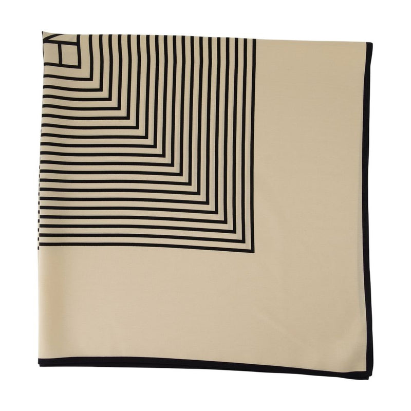 Toteme Geometric-Striped Silk Scarf — Beige Scarfs
