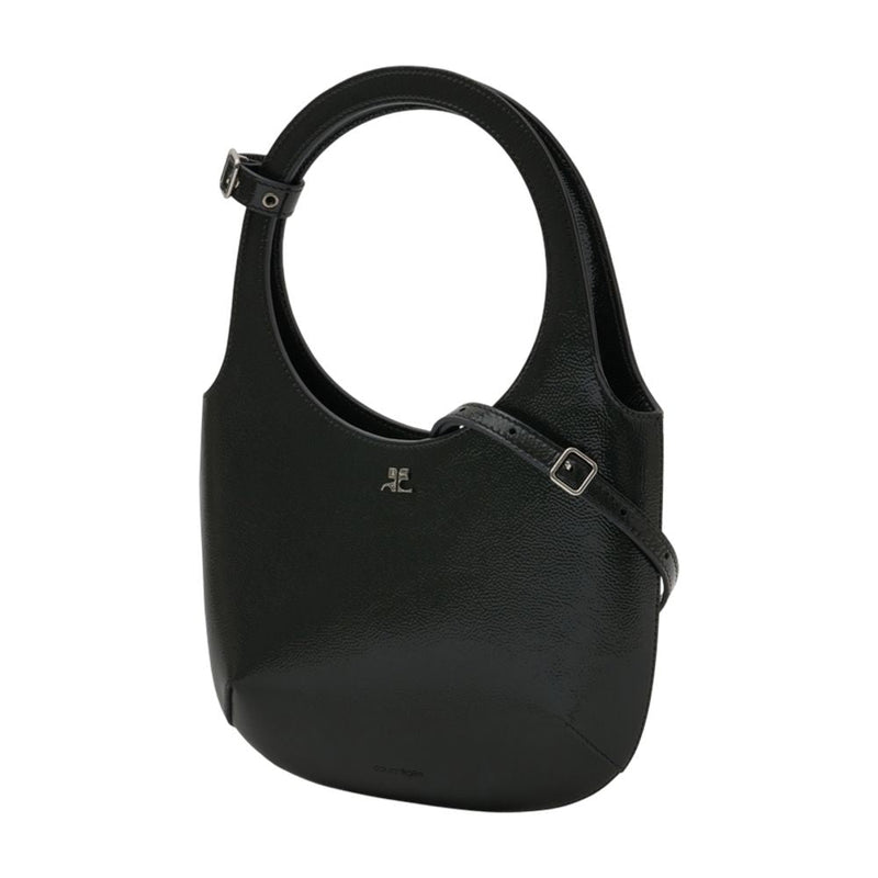Courrèges Holy Shoulder Bag — Black Calfskin