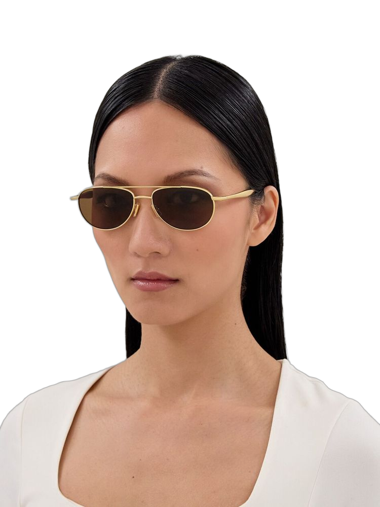 Bottega Veneta Bv1419s Metal Aviator Sunglasses — Gold