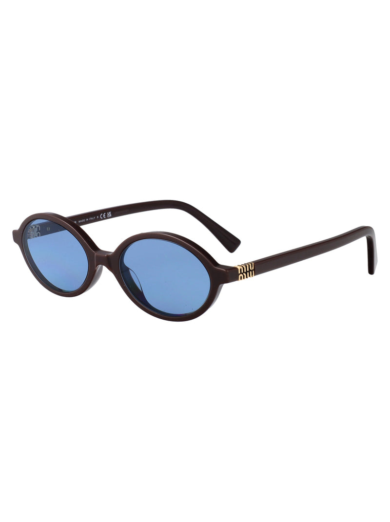 Miu Miu 0mu Oval Acetate Sunglasses — Brown