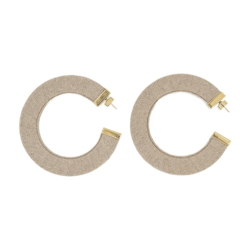 Jacquemus Linen Hoop Earrings — Beige Others