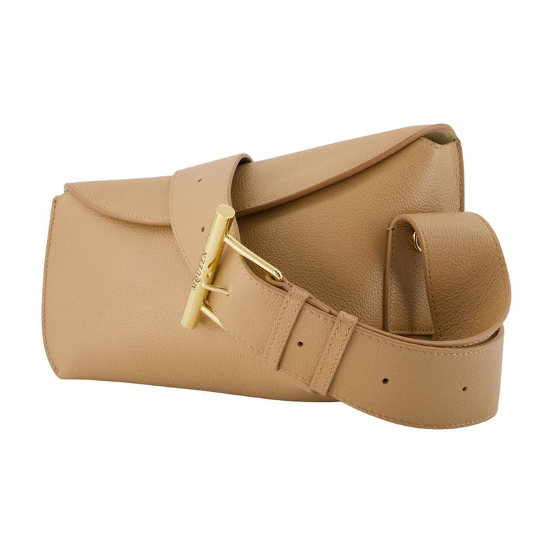 Alexander Mcqueen T-Bar Sling Crossbody Bag — Beige Calfskin