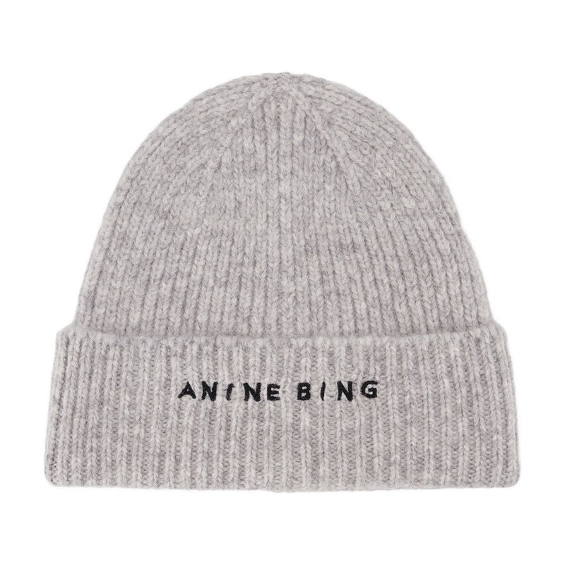 Anine Bing A-12-10621-Chr1 Beanie — Gray Wool Beanies