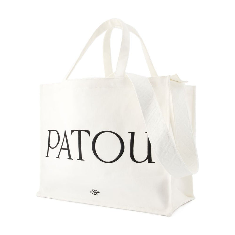 Patou Logo-Printed Cotton Tote Bag — White