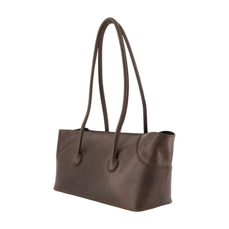 Marge Sherwood Boat Large Shoulder Bag — Brown Cowhide