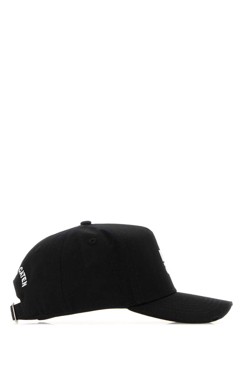 Dsquared2 Bcm096405c00001 Logo-Embroidered Cotton Baseball Cap — Black Exterior: Caps