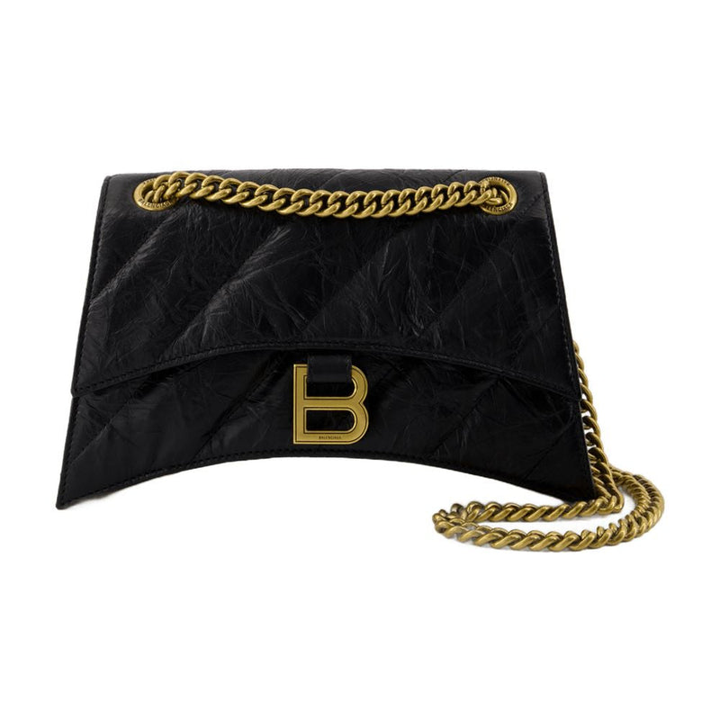 Balenciaga Crush Chain Shoulder Bag — Black Calfskin