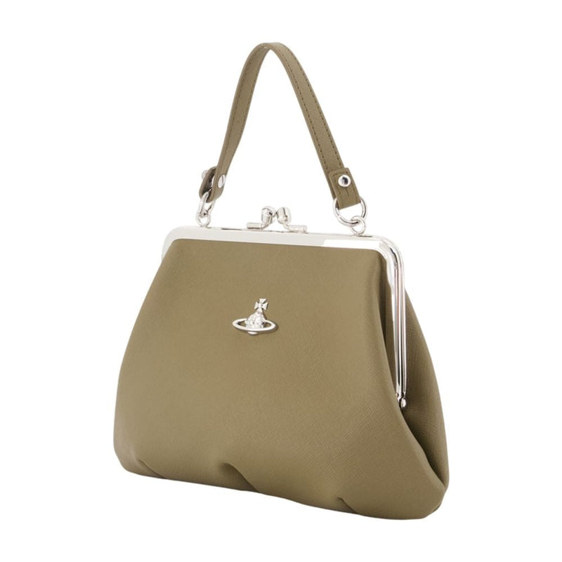 Vivienne Westwood Granny Frame Top Handle Bag — Khaki Synthetic