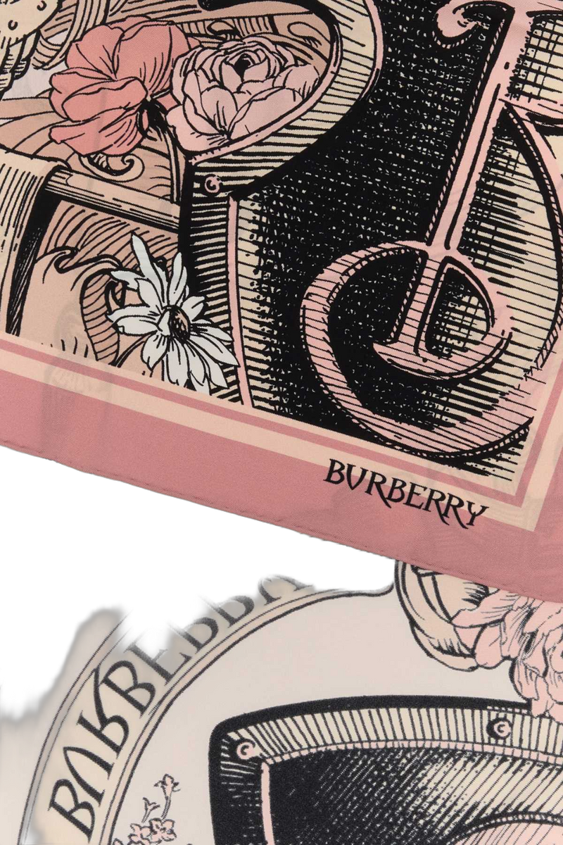 Burberry Silk Illustrated Scarf — Pink Exterior: Scarfs