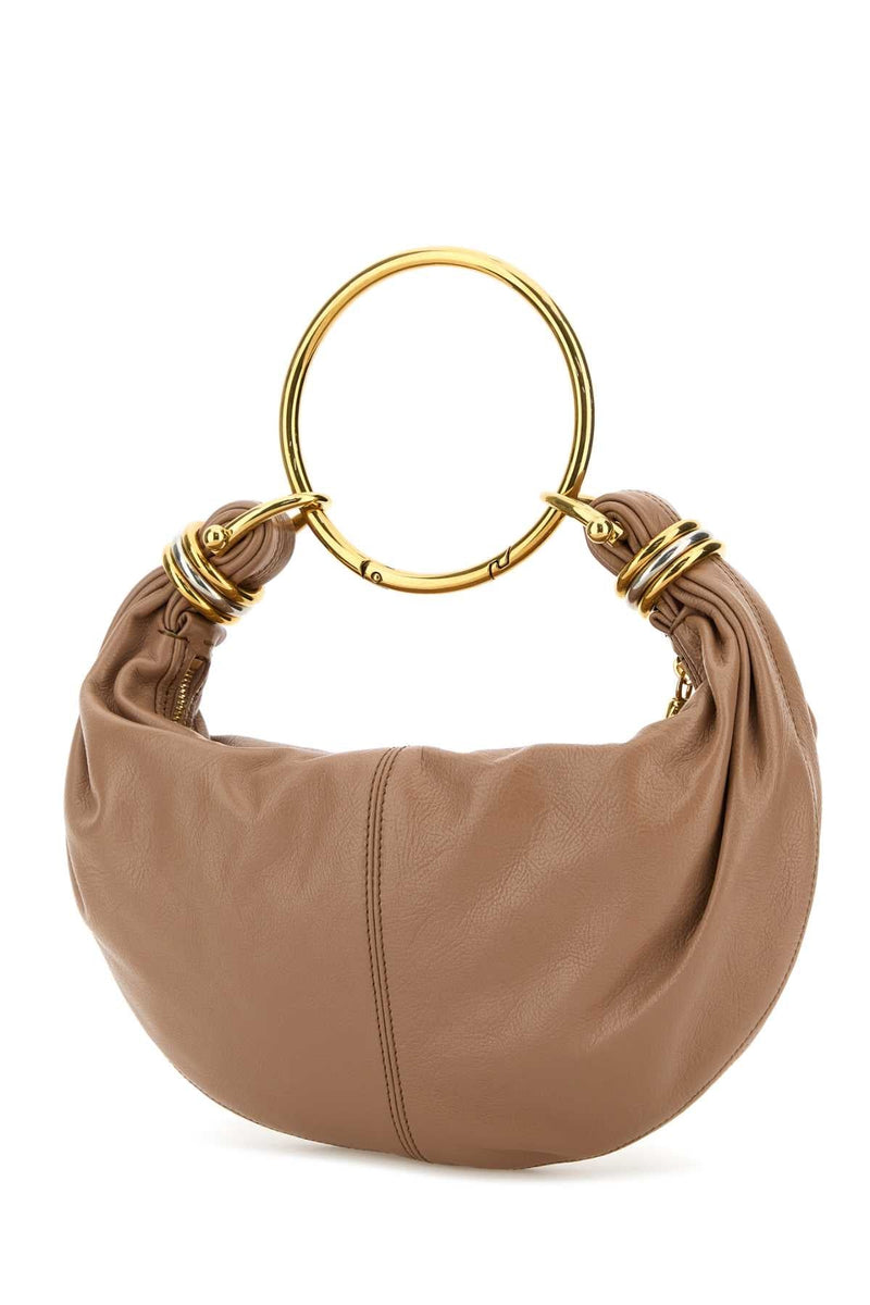 Chloé Leather Hobo Shoulder Bag — Beige