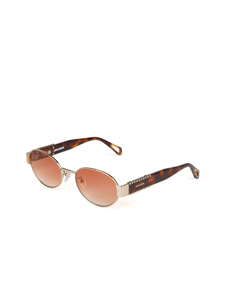 Zadig & Voltaire Szv504 Metal Aviator Sunglasses — Gold Stainless Steel