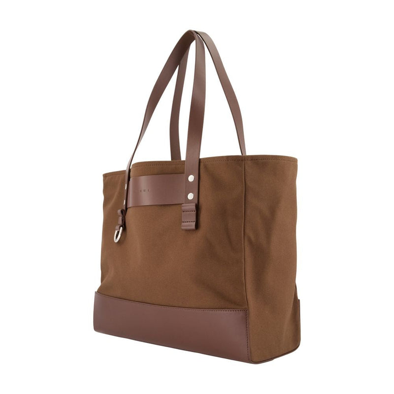 Marni Canvas And Leather-Trimmed Tote Bag — Brown Cotton