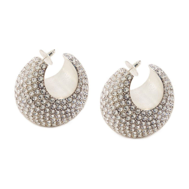 Isabel Marant Crystal-Pavé Hoop Earrings — Silver Metal