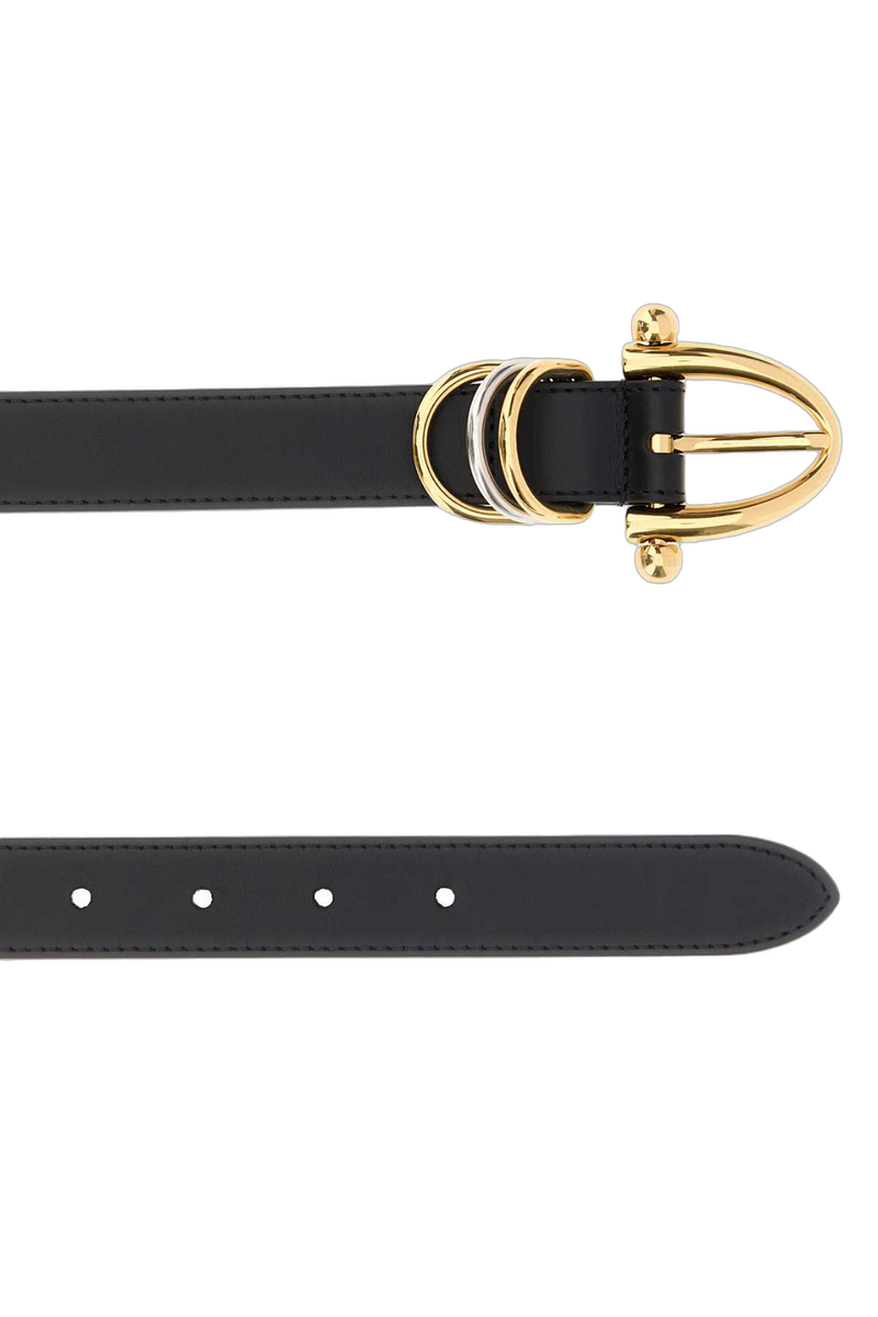 Chloé Logo Buckle Leather Belt — Black