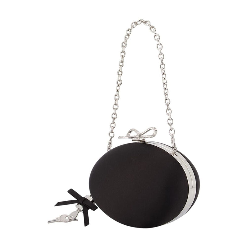 Self-Portrait Oval Synthetic Clutch — Black
