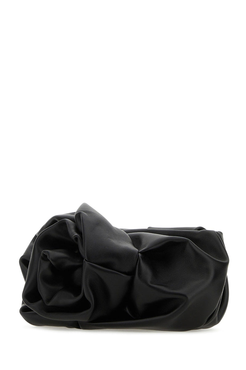 Burberry Gathered Leather Clutch — Black