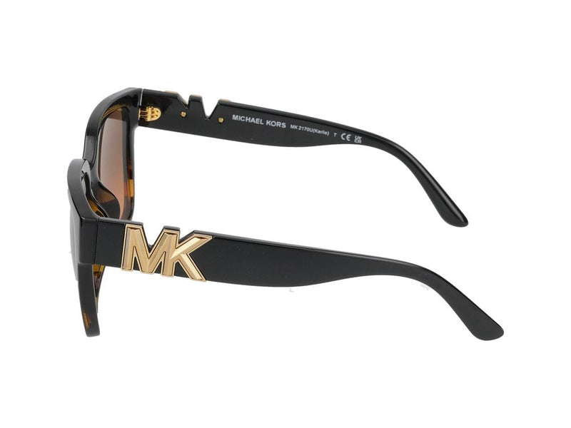 Michael Kors 0mk2170u Logo-Plaque Square Sunglasses — Black Injected