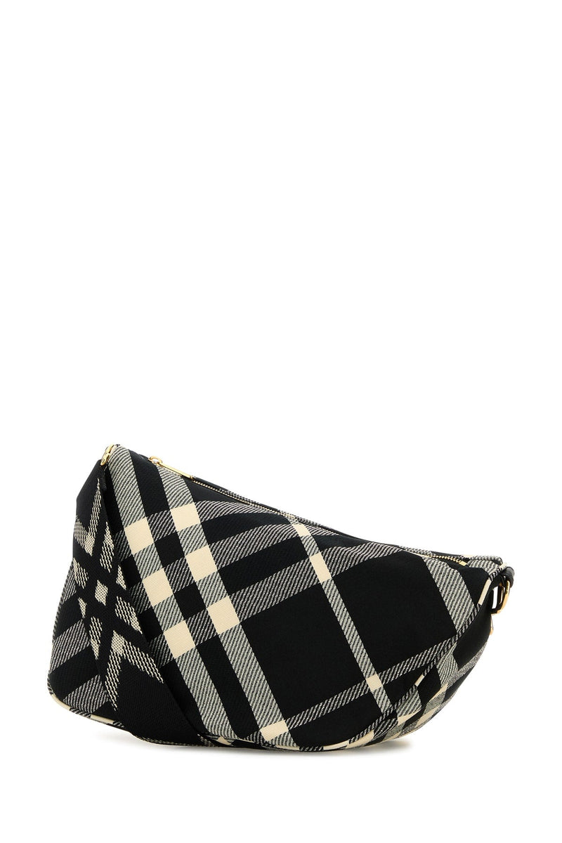 Burberry Check Canvas Shoulder Bag — Black