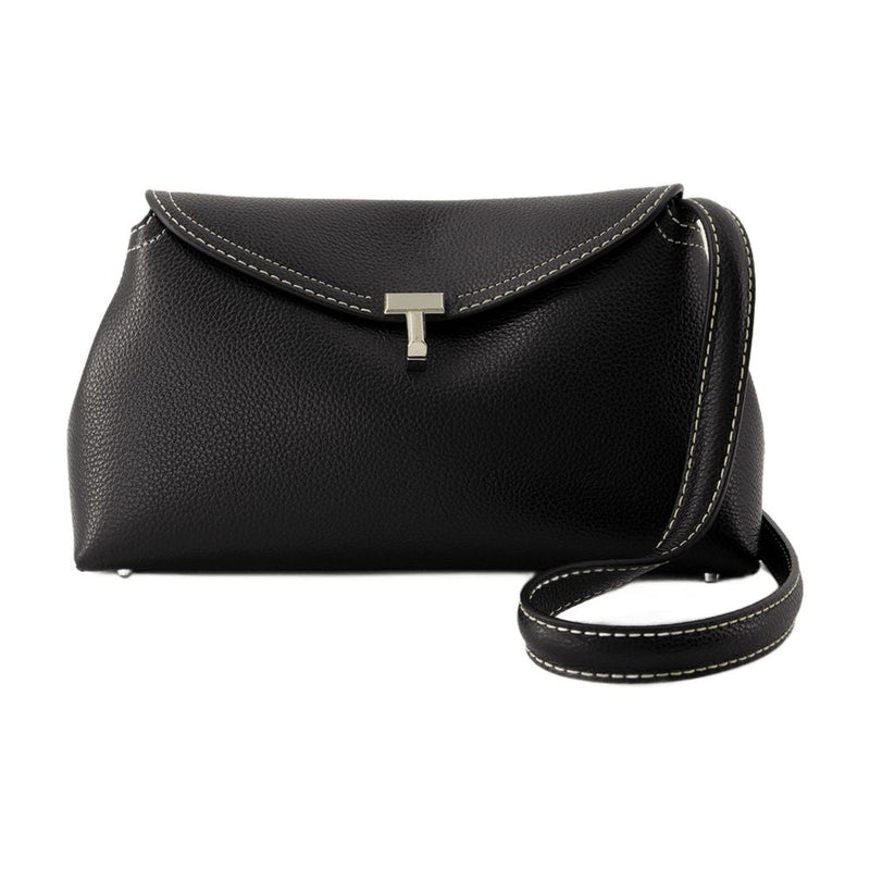 Toteme T-Lock Clutch — Black Cowhide