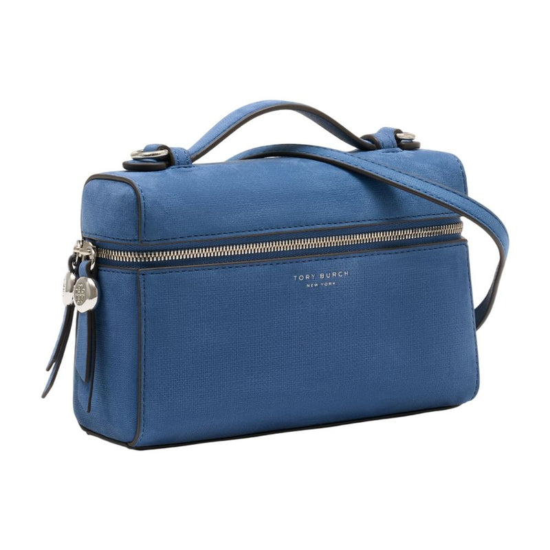 Tory Burch Romy Slim Top Handle Bag — Blue Cowhide
