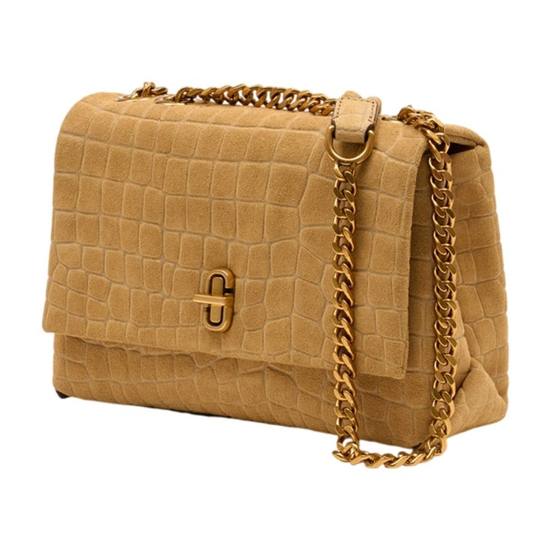 Marc Jacobs Crocodile-Embossed Cowhide Shoulder Bag — Beige