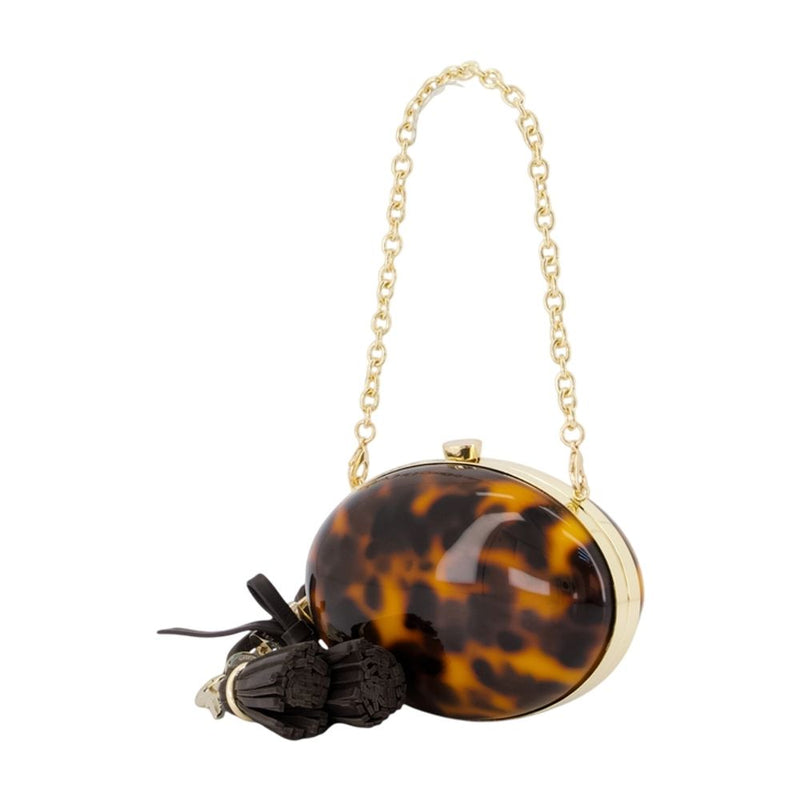 Self-Portrait Tortoiseshell Acrylic Clutch — Brown