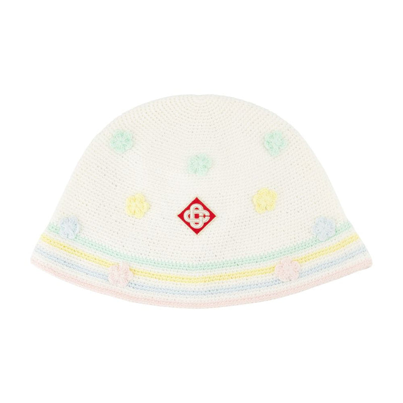 Casablanca A-Aw25-Hat-095-01 Kawaii Crochet Bucket Hat — White Cotton