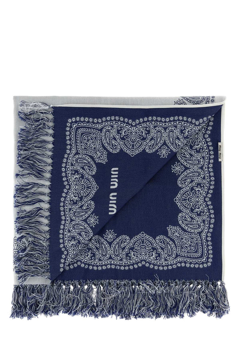 Miu Miu Mare Scarf — White Exterior: Cotton Scarfs