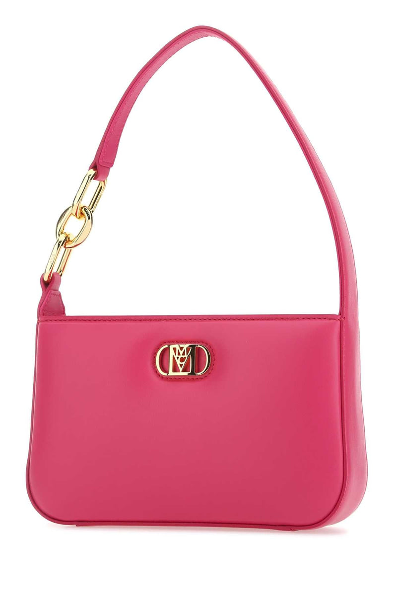 Mcm Nappa Leather With Logo Plaque Shoulder Bag — Pink