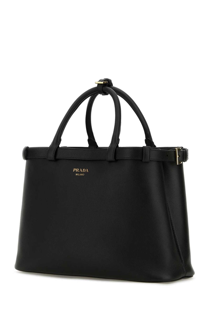 Prada Top Handle Bag — Black Calfleather
