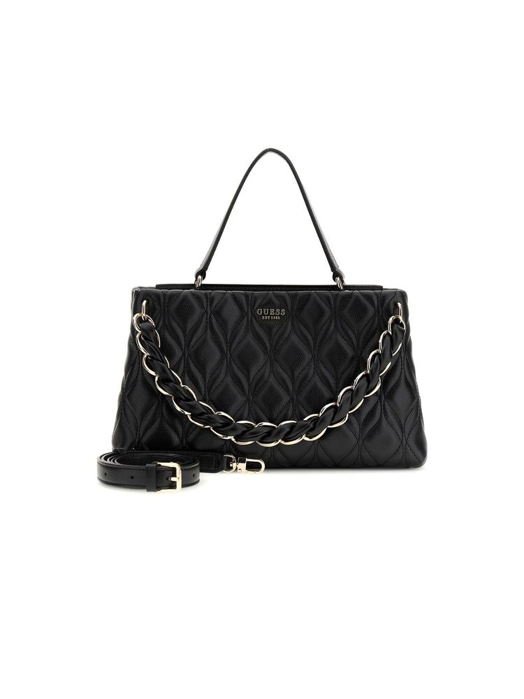 Guess Quilted Polyurethane Shoulder Bag — Black