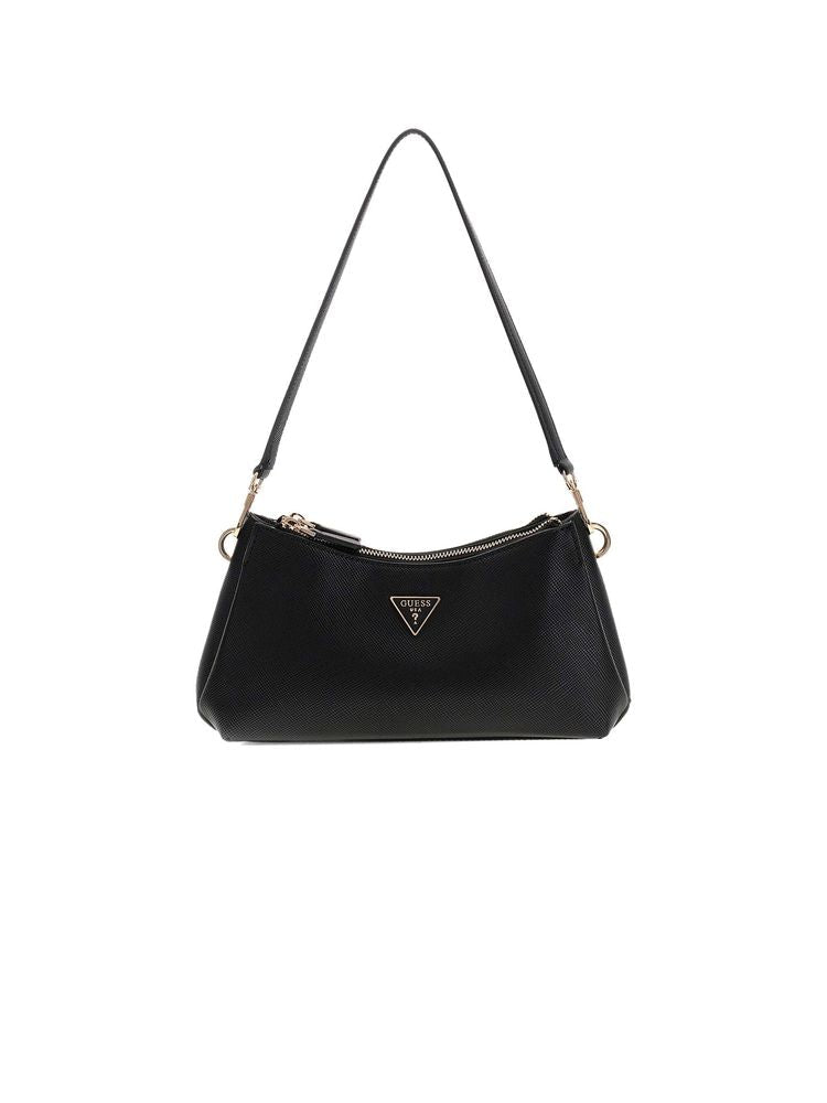 Guess Textured Polyurethane Shoulder Bag — Black