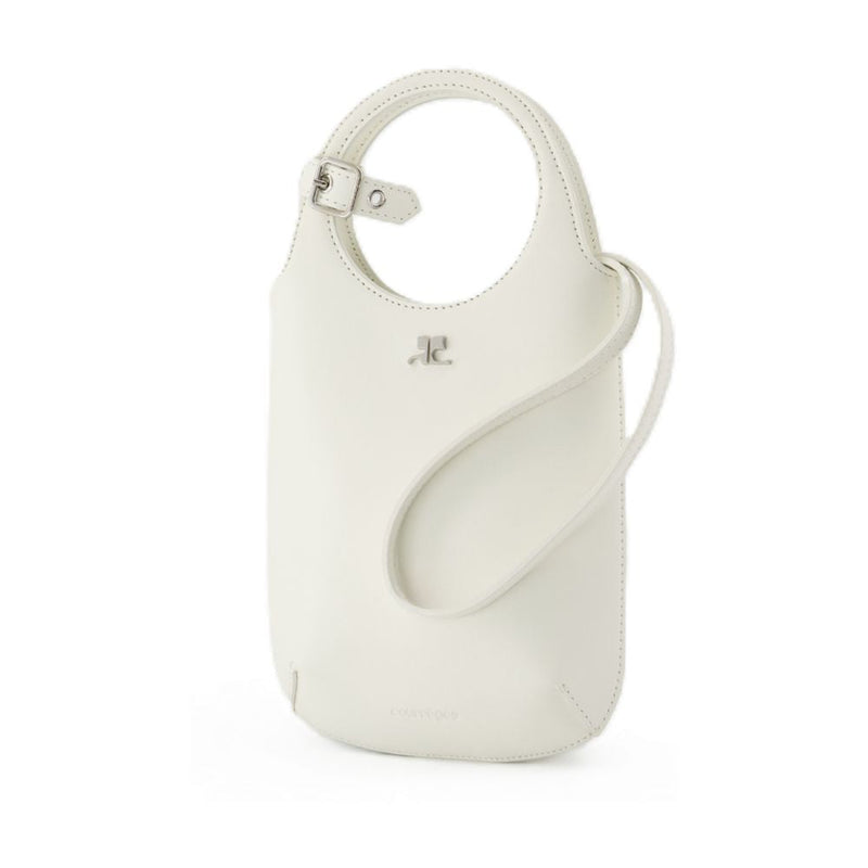 Courrèges Calfskin Leather Bucket Bag — White