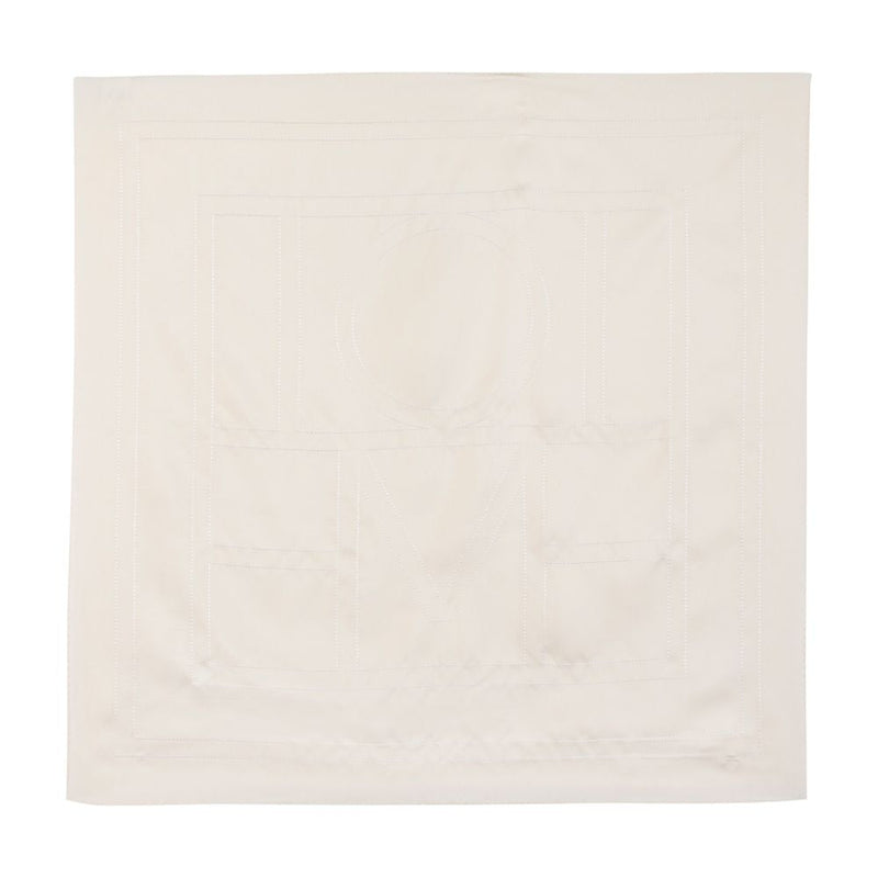 Toteme Embroidered Monogram Silk Scarf — Beige Scarfs