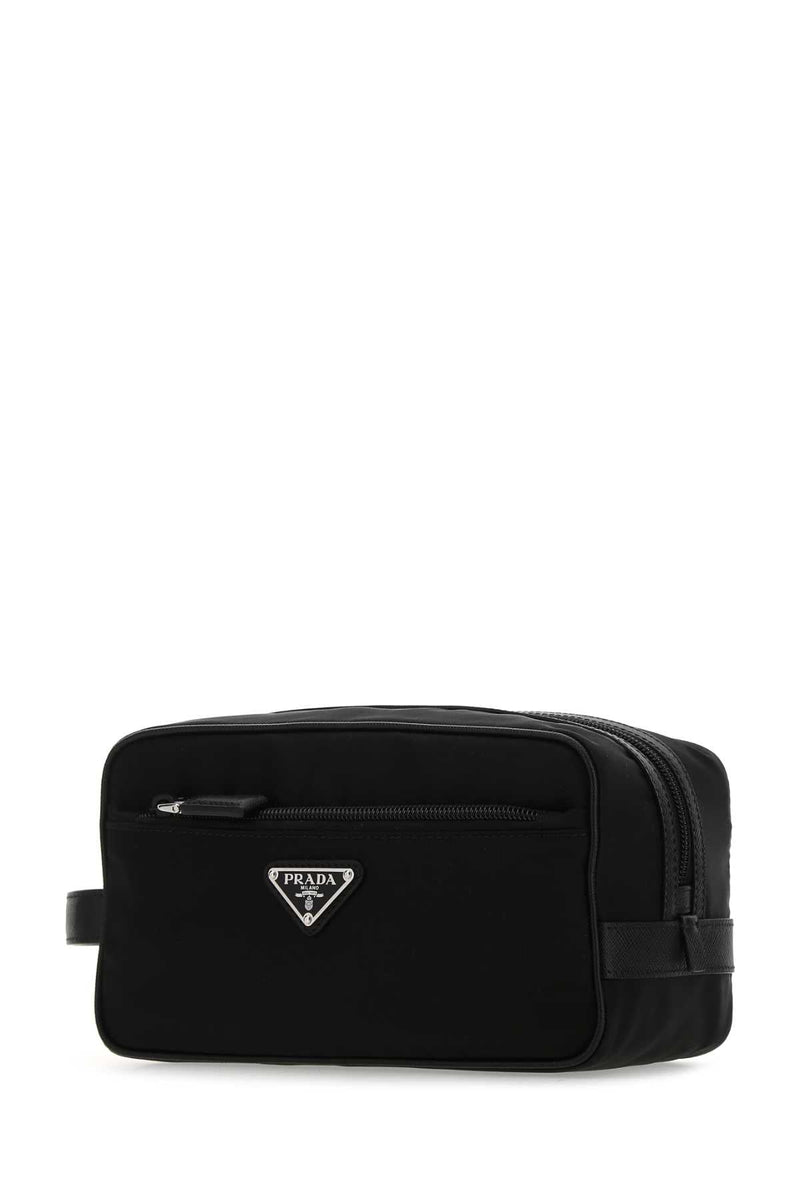 Prada Re-Nylon And Leather Travel Case — Black Poliammidericiclata-vitello Wallets