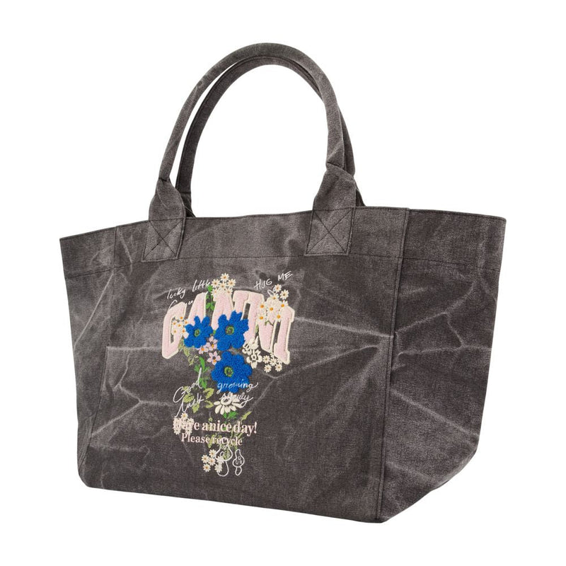 Ganni Tote Bag — Gray Cotton