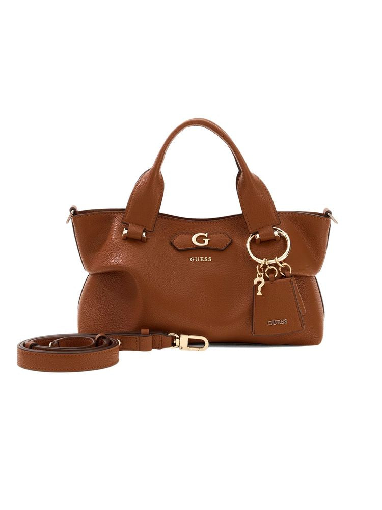 Guess Pebbled Polyurethane Shoulder Bag — Brown
