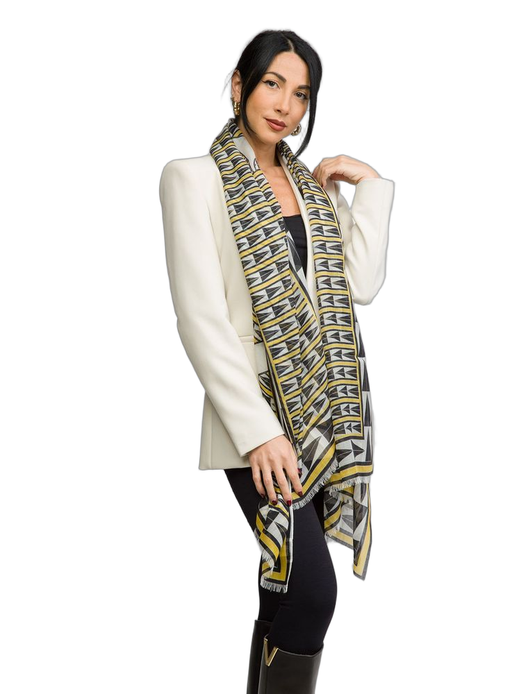 Lanvin Geometric Wool Scarf — Yellow Scarfs