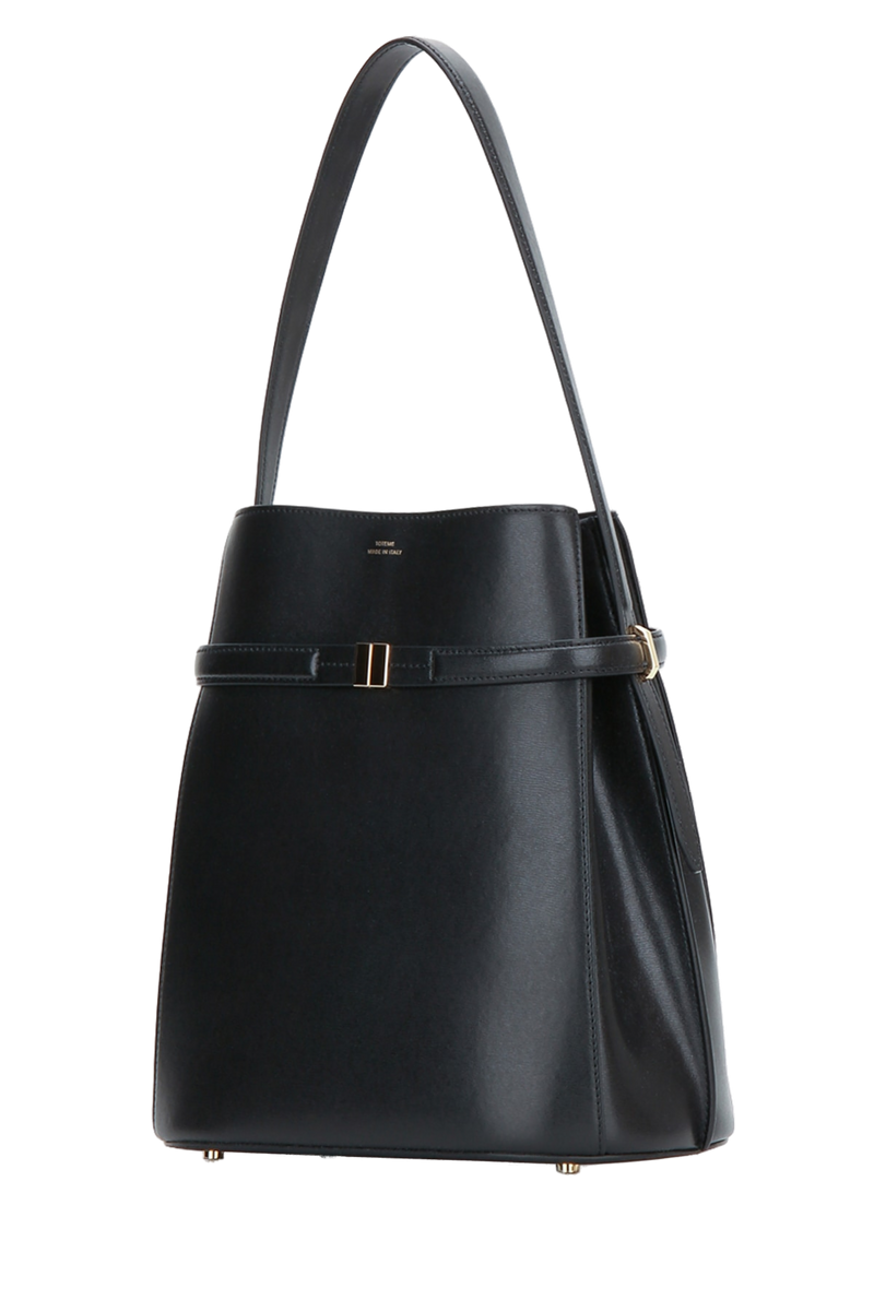Toteme Leather Bucket Bag — Black Cow
