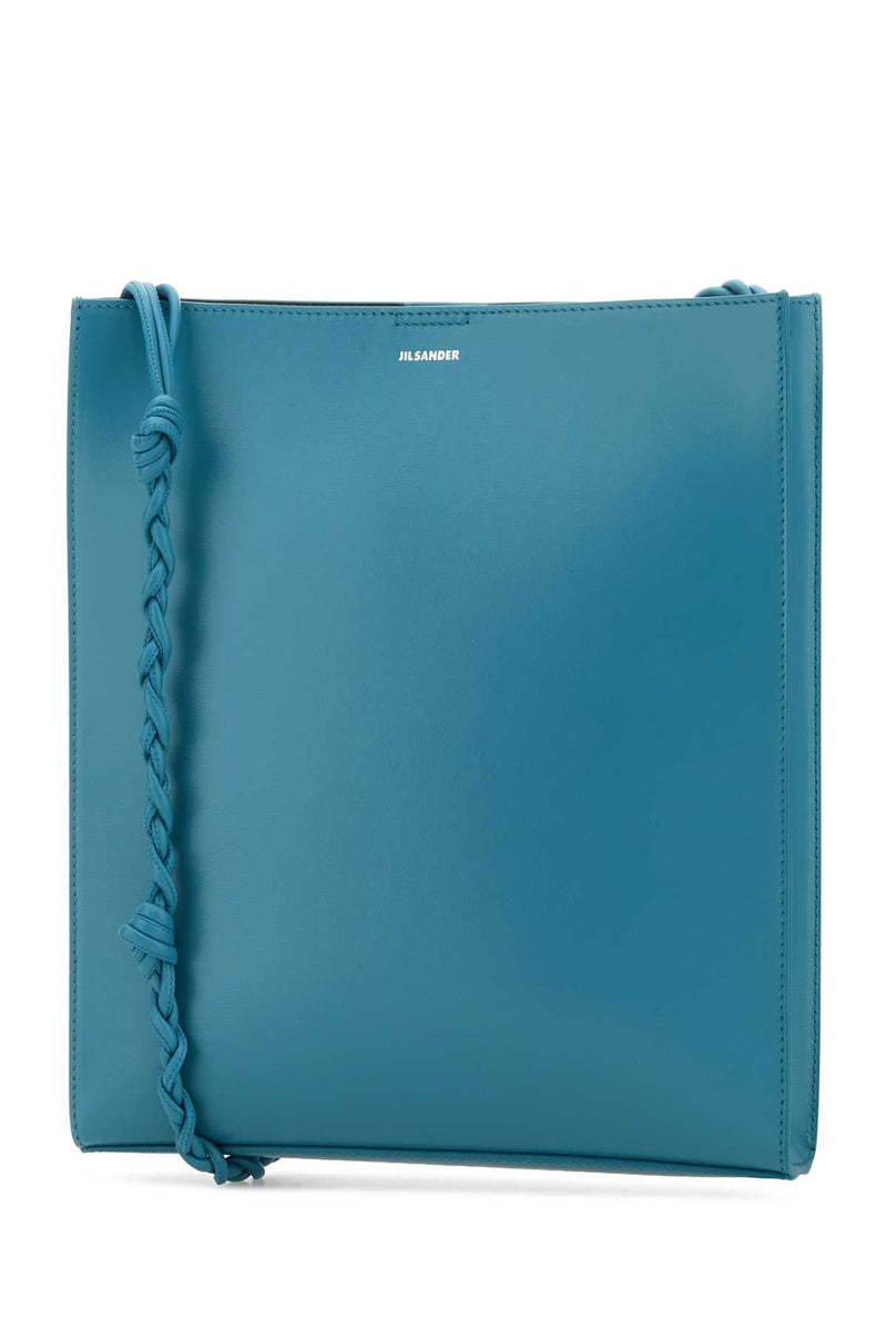 Jil Sander Braided Strap Leather Shoulder Bag — Blue