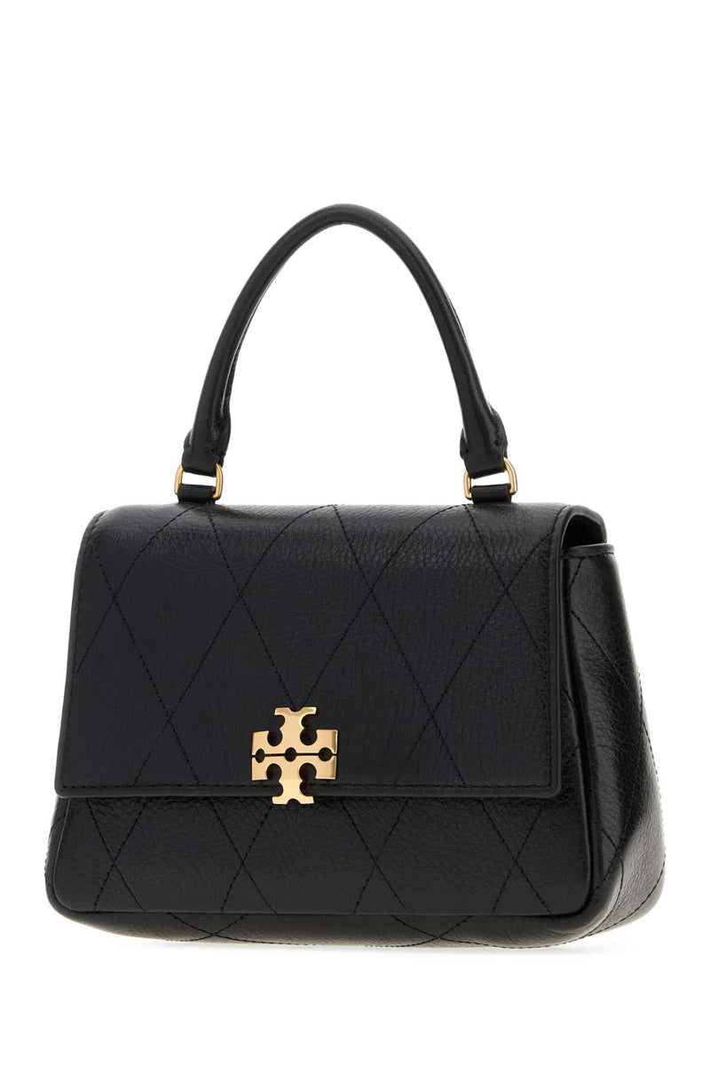 Tory Burch Quilted Top Handle Bag — Black