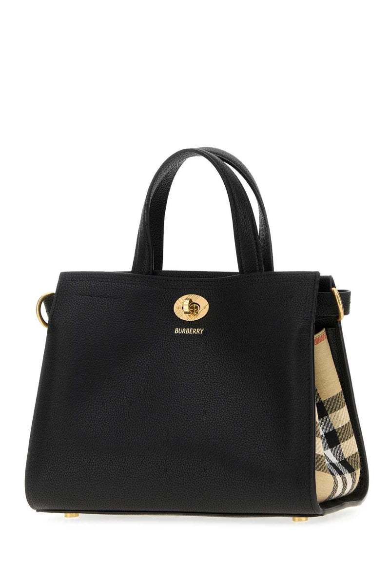 Burberry Pebbled Calf Leather Top Handle Bag — Black