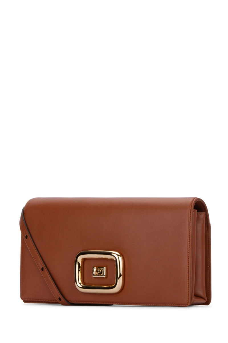 Roger Vivier Leather Structured Shoulder Bag — Brown