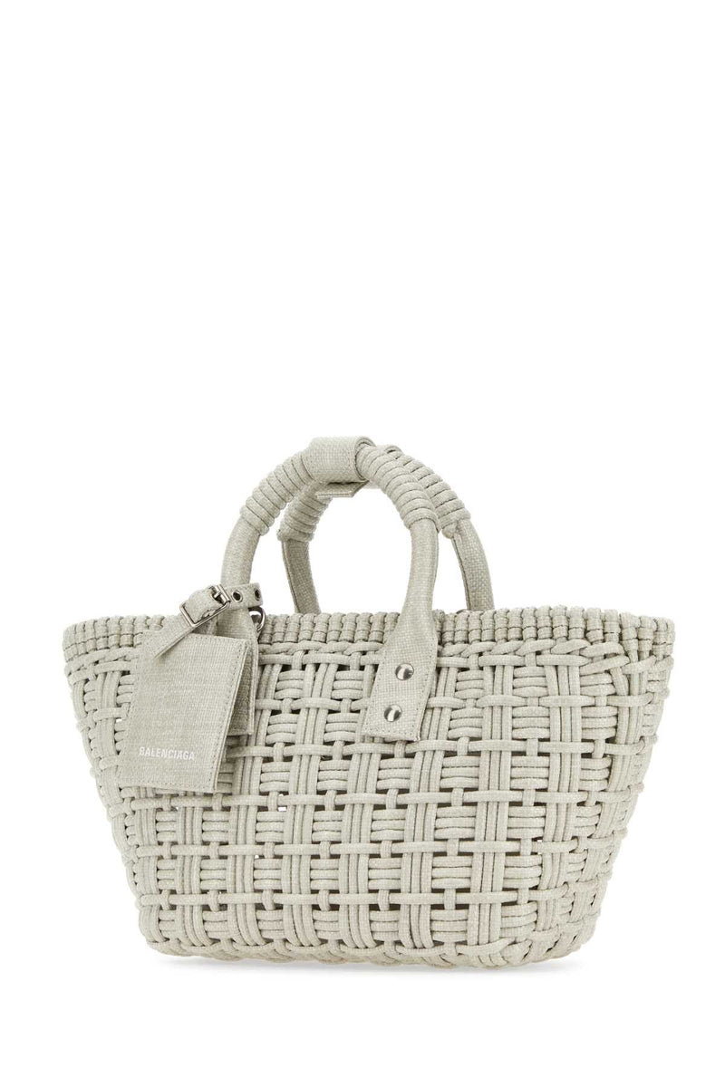 Balenciaga Woven Raffia Tote Bag — Beige