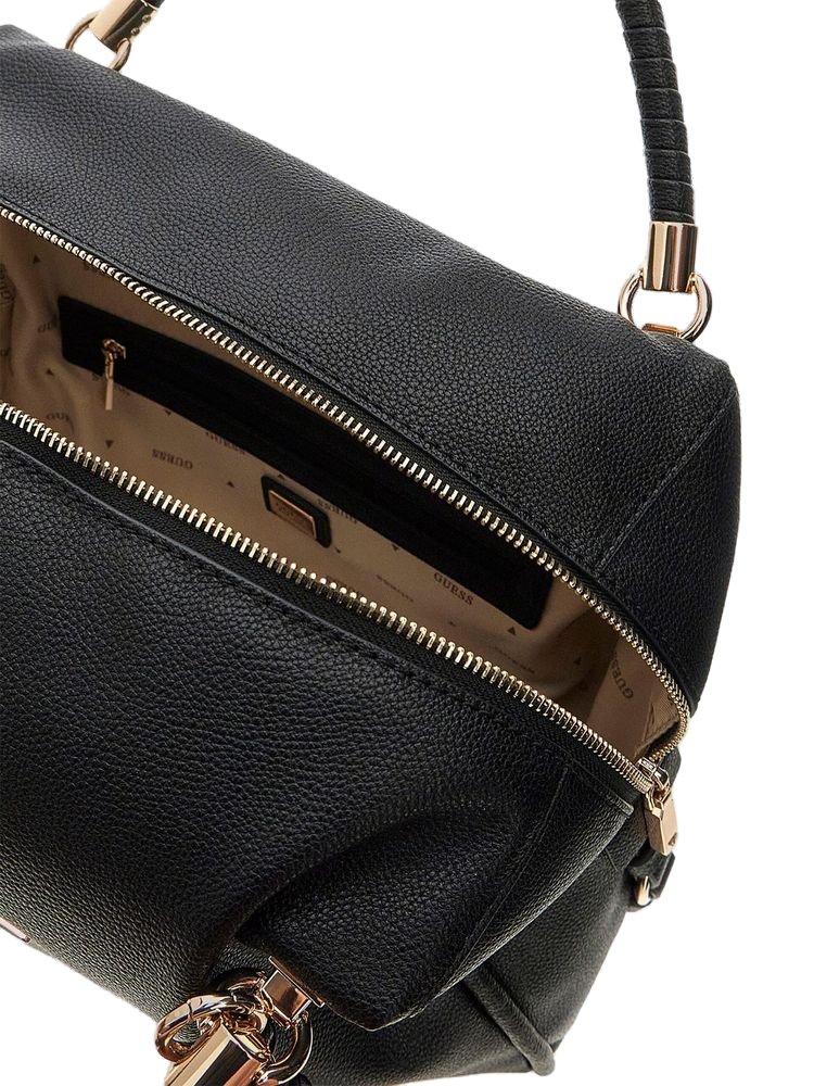 Guess Structured Polyurethane Shoulder Bag — Black