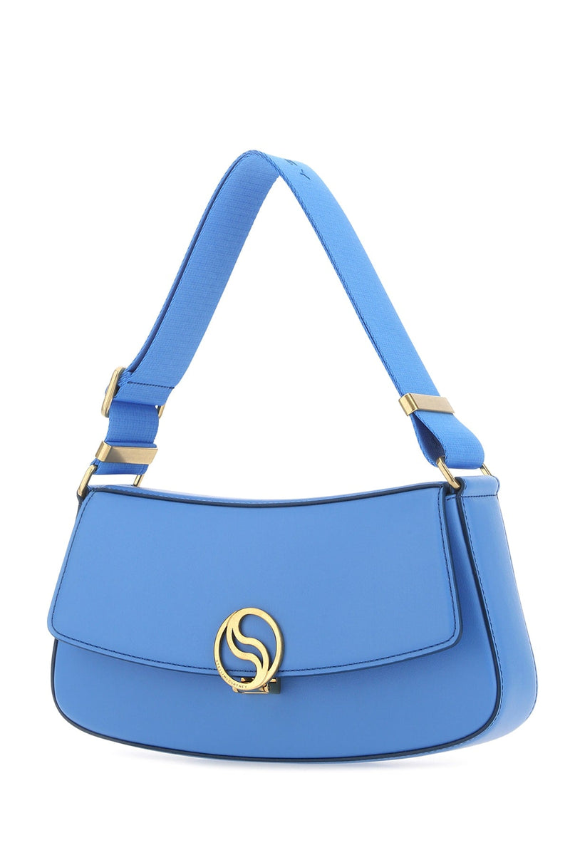 Stella Mccartney Logo-Embellished Shoulder Bag — Blue Leather