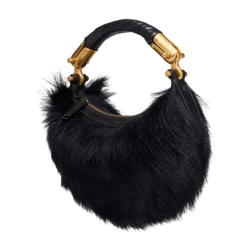 Balmain Ebene Shoulder Bag — Black Fur
