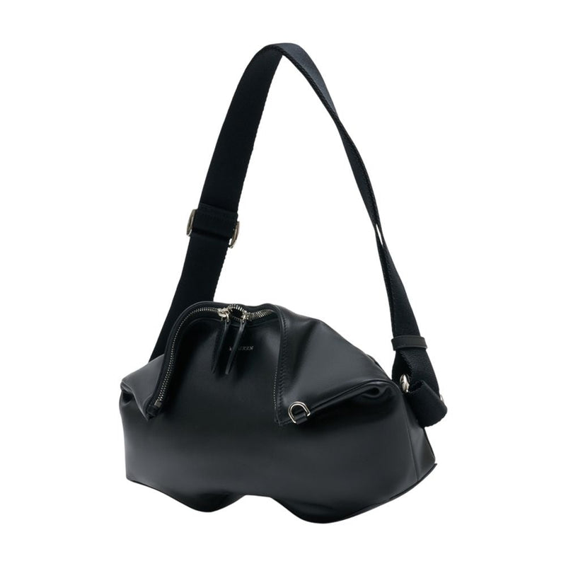 Alexander Mcqueen Manta Messenger Clutch — Black Calfskin