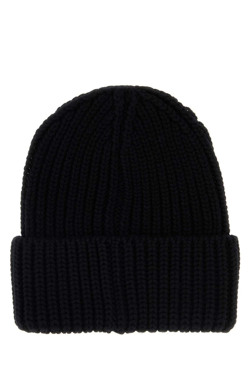 Saint Laurent Bonnet Ribbed Wool Beanie — Black Exterior: Beanies