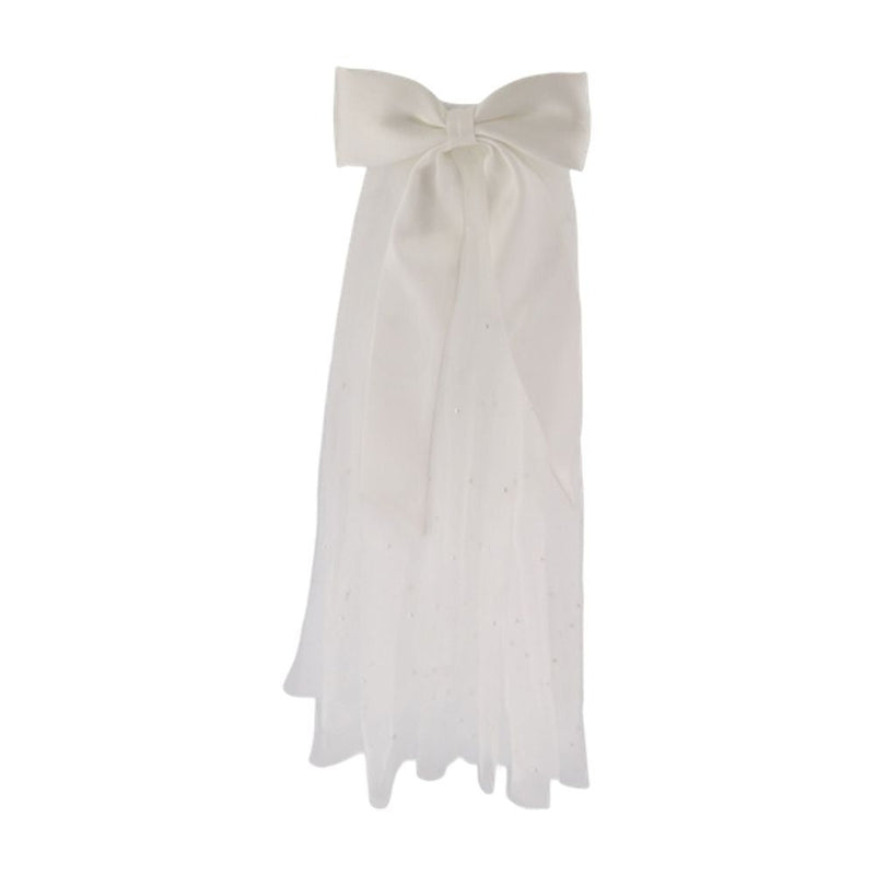 Self-Portrait Bow-Embellished Veil Hair Clips — White Synthetic Pins Claws &